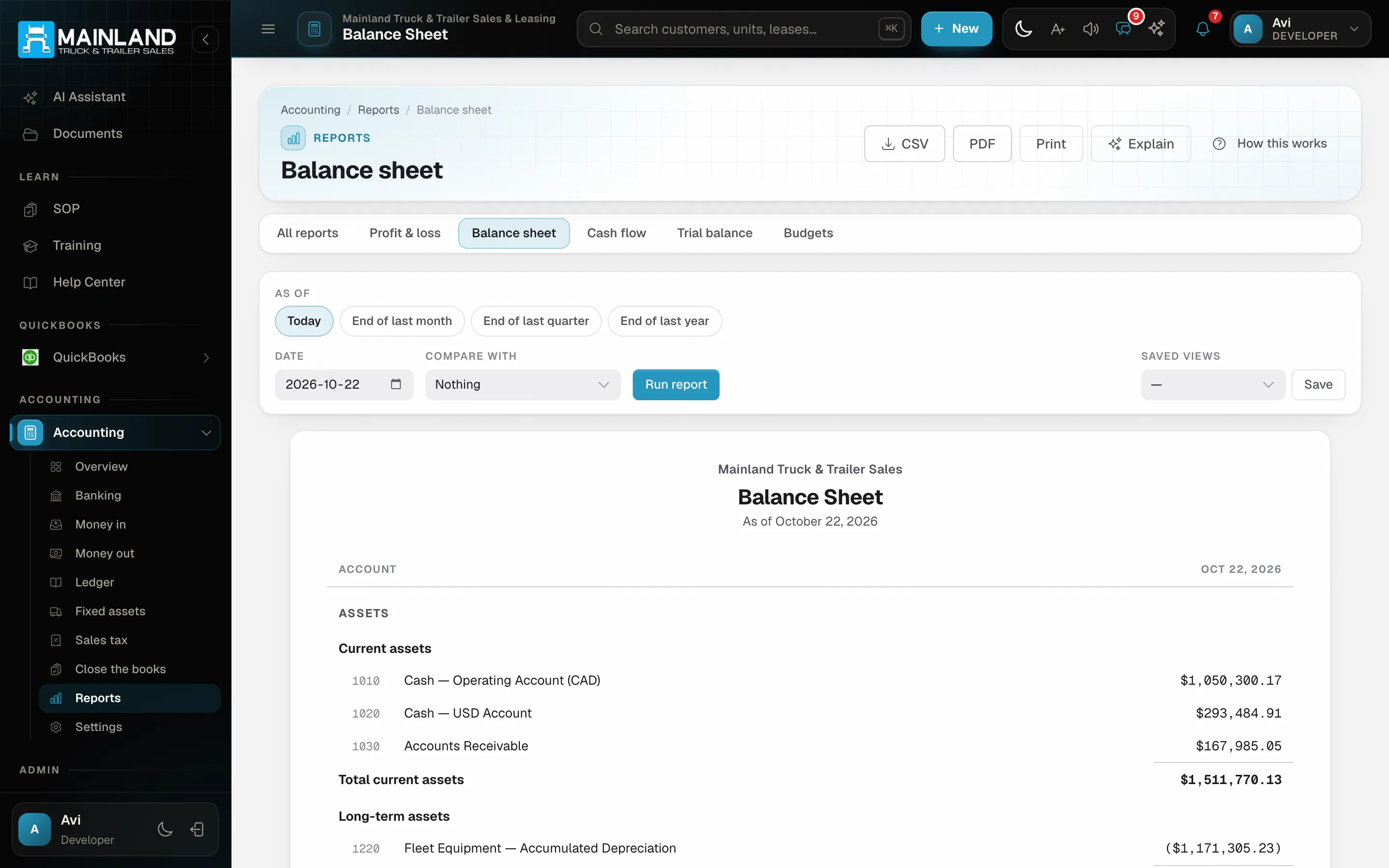 Balance sheet