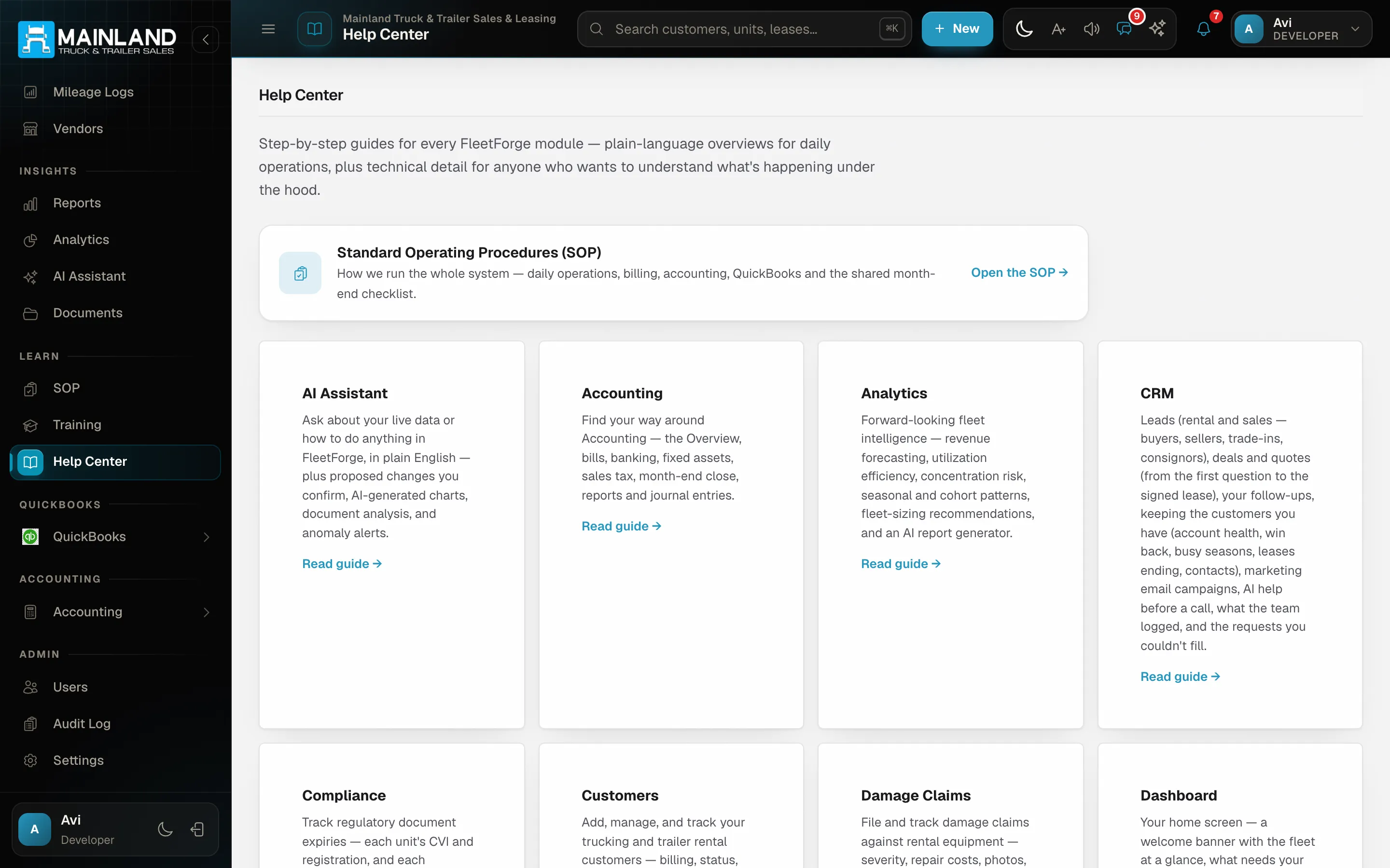 Help Center with searchable articles