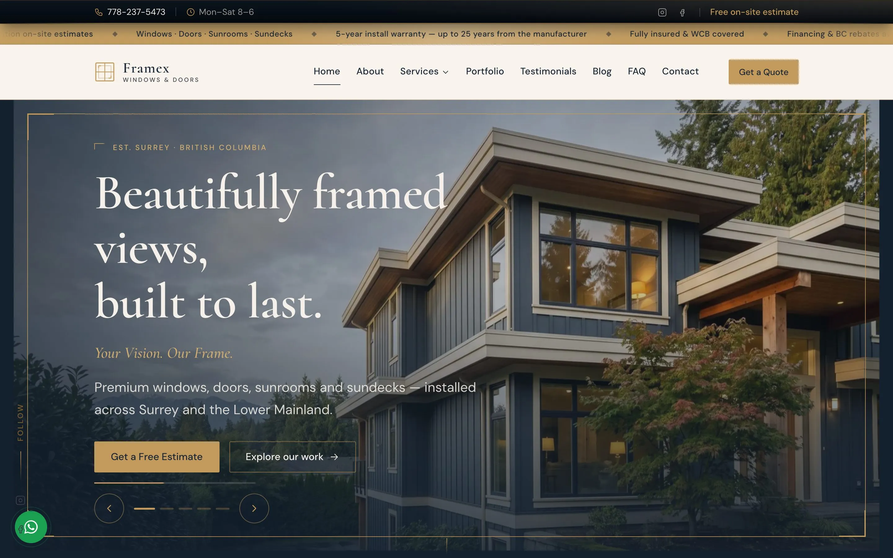 FrameX home page