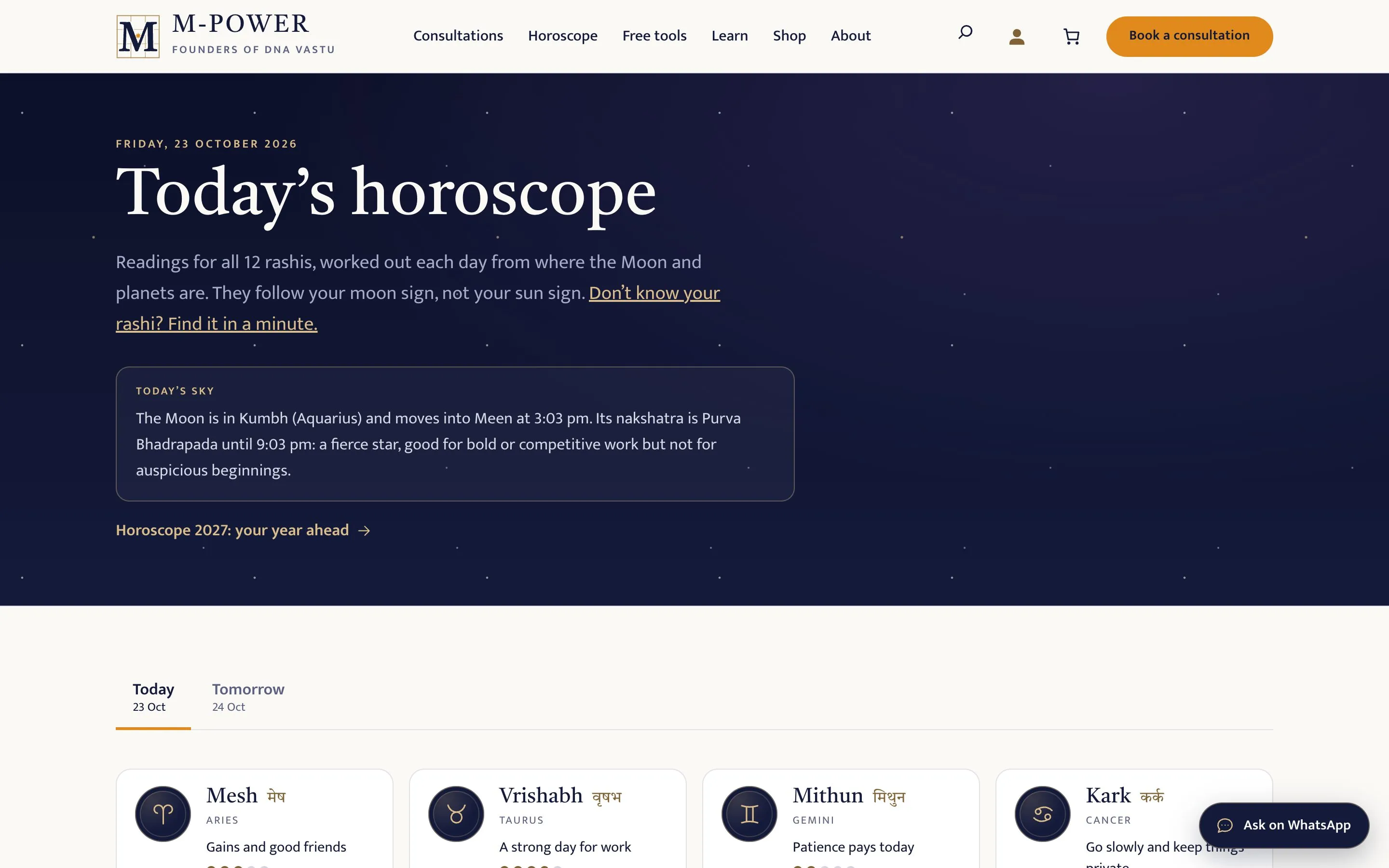 M-Power · DNA Vastu — Daily horoscope hub