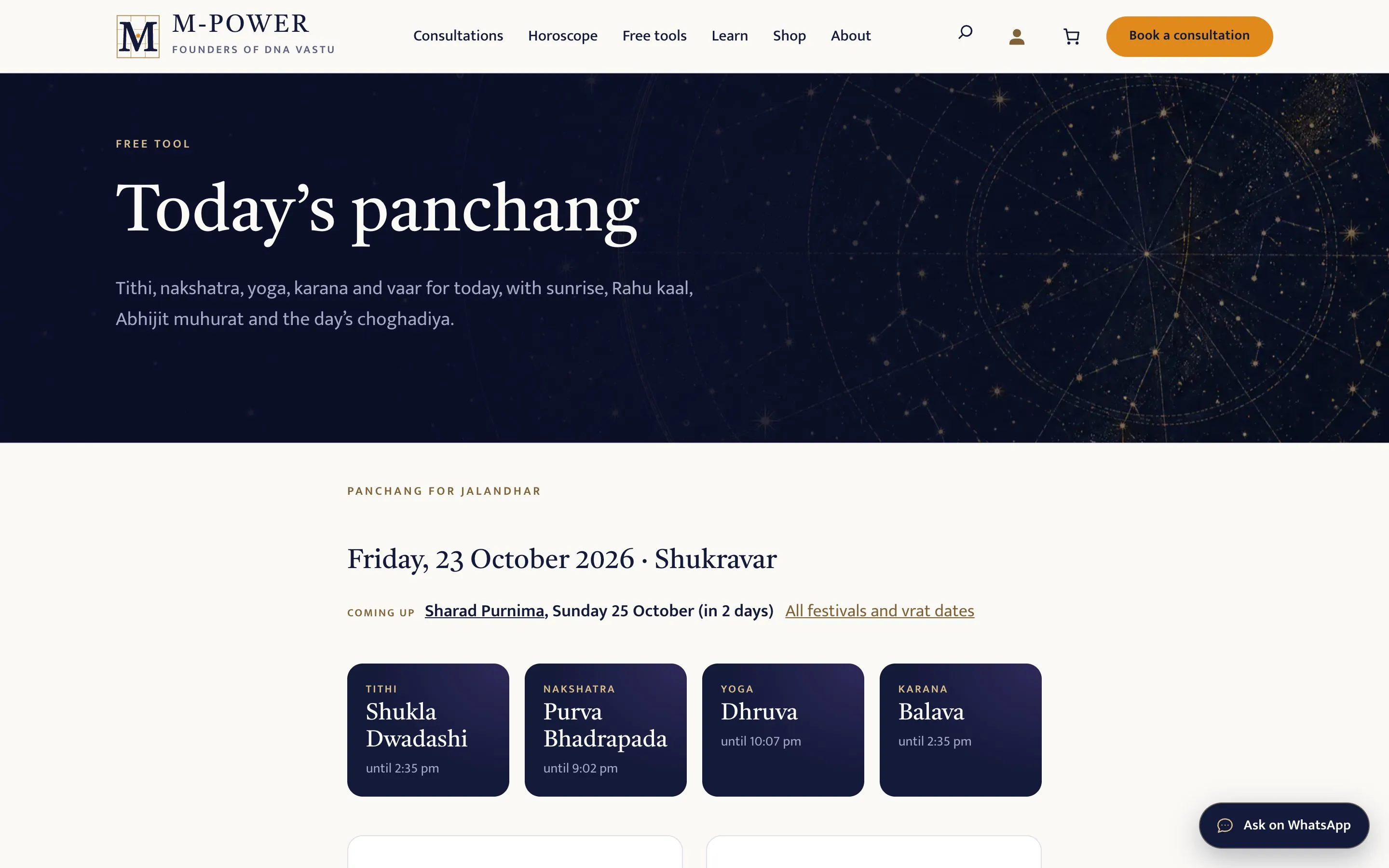 M-Power · DNA Vastu — Today’s panchang