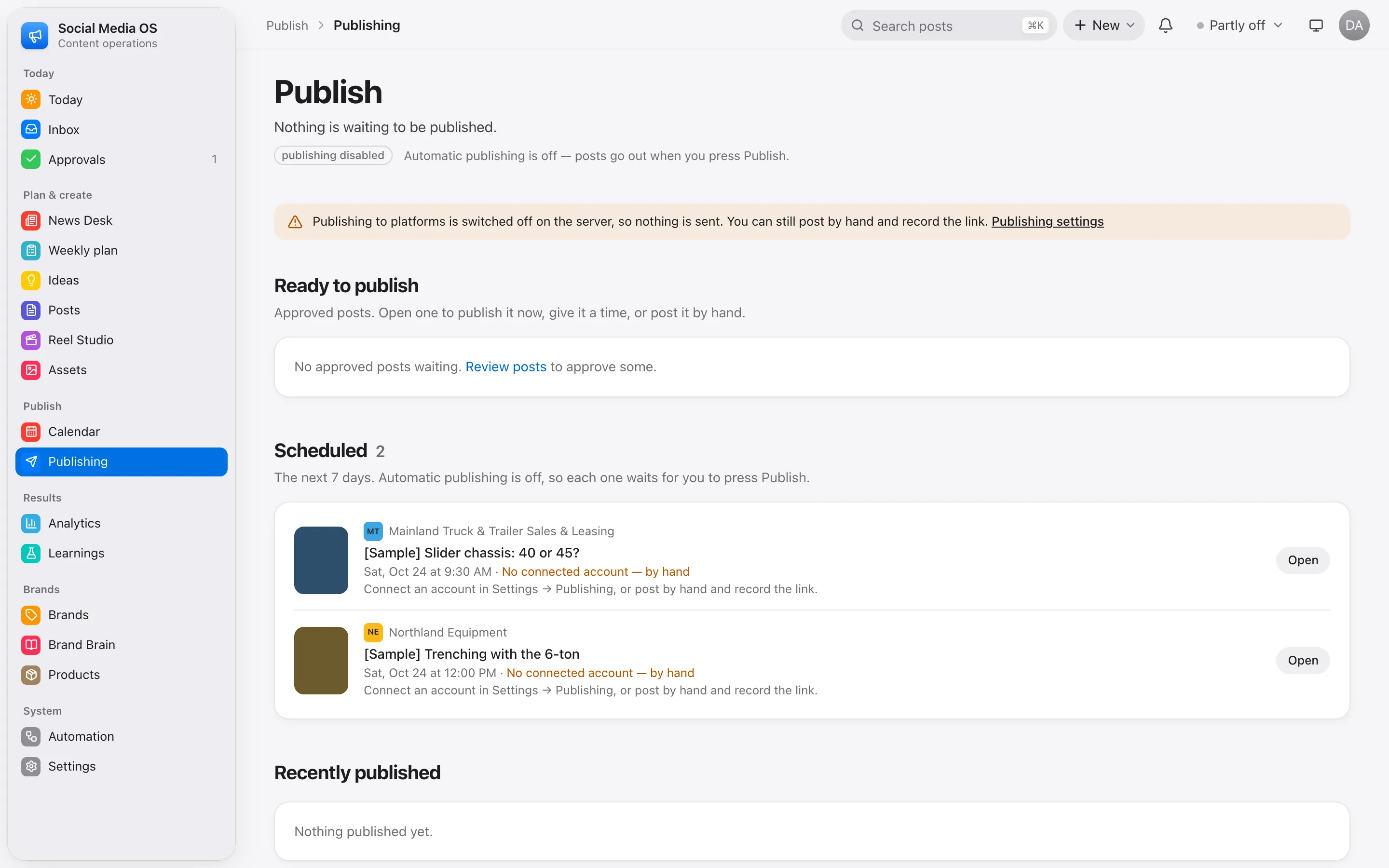 Publishing — scheduled posts ready to go out